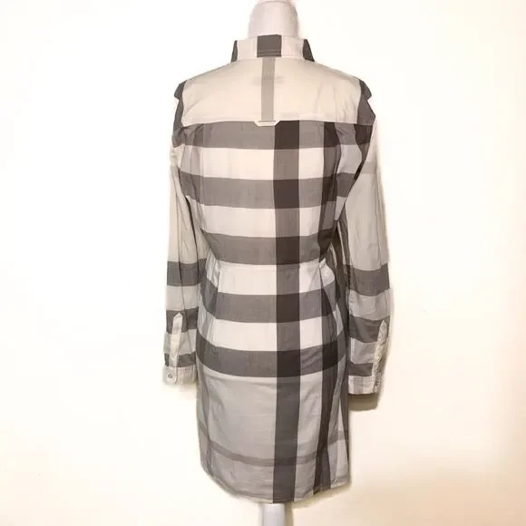 Burberry Brit Checkered Cotton Peggie Mini Pleated Dress Size 6 Long Sleeve - Picture 4 of 9